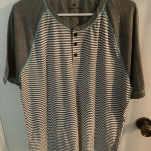 Tommy Bahama Size Large gray striped Henley short sleeve